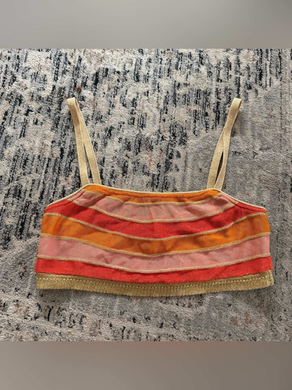 Suboo cropped striped metallic tank top medium